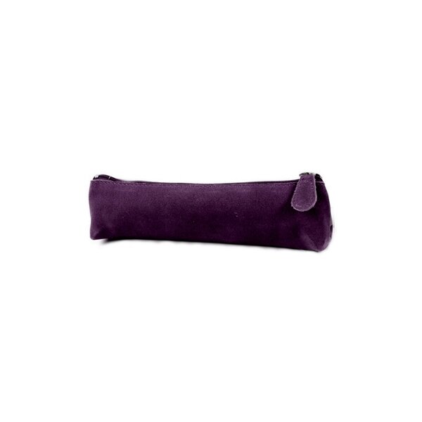 Mini Trousse Fourre Tout Triangle 18 x 5 x 3.5 cm Cuir Suédine - Prune