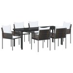 vidaXL Ensemble de jardin 7 pièces avec coussins marron en poly rotin
