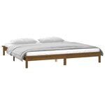 vidaXL Cadre de lit LED marron miel 120x190cm petit double bois massif