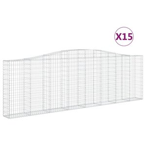 vidaXL Paniers à gabions arqués 15 Pièces 400x30x120/140 cm Fer galvanisé