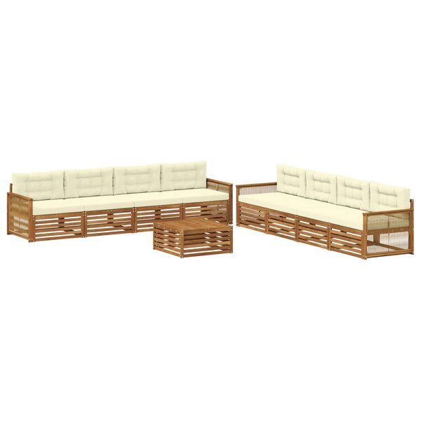 vidaXL Ensemble de canapés d'extérieur 9 pc Naturel et Crème