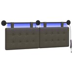 vidaXL Tête de lit suspendue Avec lumière LED Gris Simili cuir