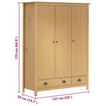 vidaXL Garde-robe à 3 portes Hill 127x50x170 cm Pin solide