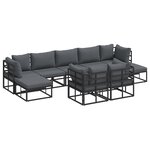 vidaXL Ensemble de canapé de jardin 9 Pièces Noir 353 x 141 5 x 71 cm