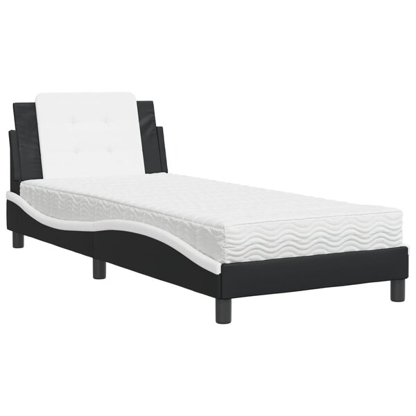vidaXL Cadre de lit sans matelas Zadar noir et blanc 90x200 cm similicuir