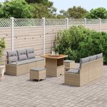 vidaXL Ensemble de canapé de jardin 9 Pièces Beige Poly rotin