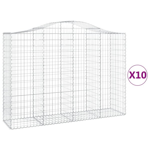 vidaXL Paniers à gabions arqués 10 Pièces 200x50x140/160 cm Fer galvanisé