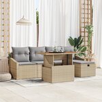 vidaXL Canapé de jardin 6 pièces avec coussins beige poly rattan