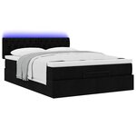 vidaXL Lit ottoman avec matelas et LED noir 140x190 cm tissu