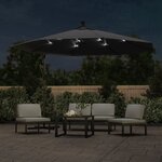 vidaXL Parasol de jardin en porte-à-faux avec lumières LED noir 350 cm