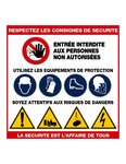 (PANNEAU CONSIGNES SECURITE) Panneau de consignes de sécurité - "Respectez les consignes de séc" - forme RECTANGULAIRE