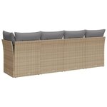 vidaXL Canapé de jardin avec coussins 4 places beige résine tressée