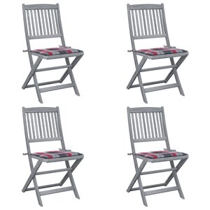 vidaXL Chaises pliables d'extérieur lot de 4 et coussins Bois d'acacia