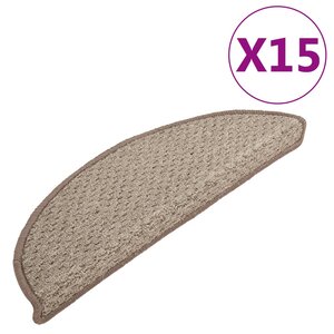 vidaXL Tapis de marches d'escalier 15 Pièces Marron 65x21x4 cm