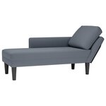 vidaXL Fauteuil long et coussin et accoudoir droit gris foncé velours
