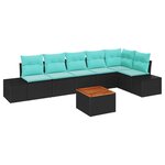 vidaXL Ensemble de canapé de jardin 7 Pièces Noir et turquoise