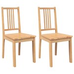 vidaXL Chaises à manger 2 Pièces bois massif naturel caoutchouc