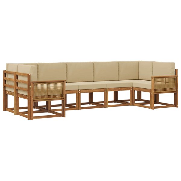 vidaXL Ensemble de canapés d'extérieur 7 pc Naturel et Beige