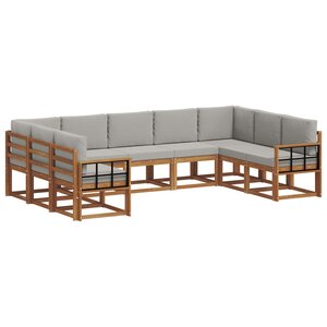 vidaXL Ensemble de canapés d'extérieur 9 Pièces Gris Naturel et Clair