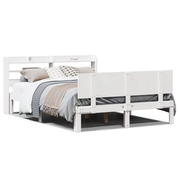 vidaXL Cadre de lit avec tête de lit sans matelas blanc 150x200 cm