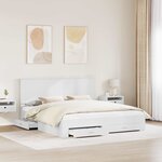 vidaXL Cadre de lit avec tiroir Blanc 200 x 200 cm Bois d'ingénierie