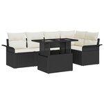 vidaXL Ensemble de canapé de jardin avec coussin 6 Pièces Noir Poly rotin
