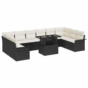 vidaXL Ensemble de canapé de jardin 11 Pièces Noir Poly Rattan