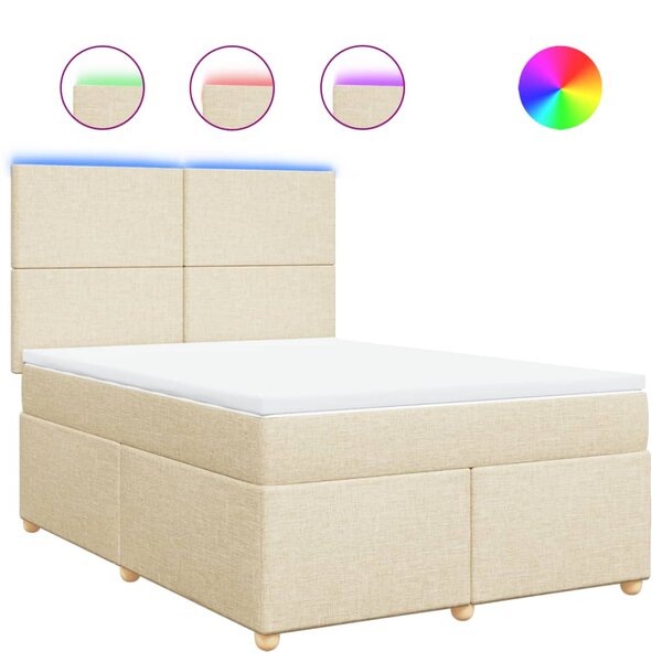 vidaXL Sommier à lattes de lit avec matelas Crème 140x190 cm Tissu