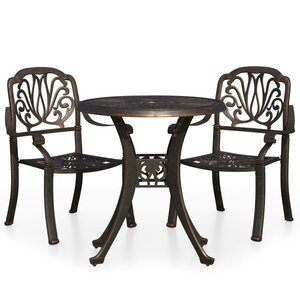 vidaXL Ensemble de bistro 3 Pièces Aluminium coulé Bronze
