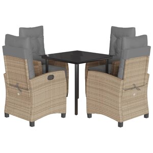vidaXL Ensemble à manger de jardin coussins 5 Pièces mélange beige rotin