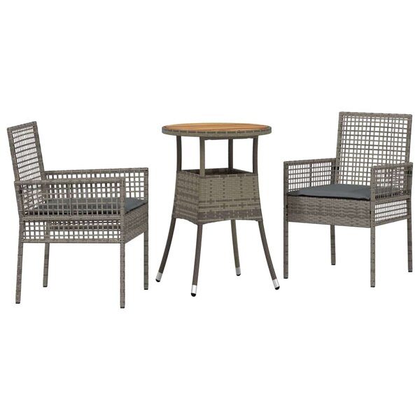 vidaXL Ensemble de salle à manger pour jardin 3 Pièces Gris Poly rotin