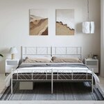 vidaXL Cadre de lit métal sans matelas et pied de lit blanc 193x203 cm
