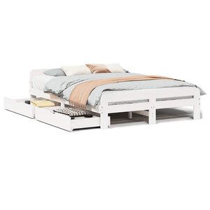 vidaXL Cadre de lit sans matelas blanc 150x200 cm bois de pin massif