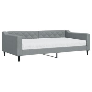 vidaXL Lit de jour avec matelas gris clair 100x200 cm tissu