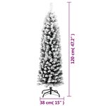 vidaXL Sapin de Noël artificiel mince flocon de neige vert 120 cm PVC