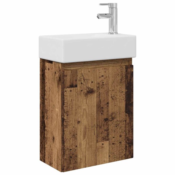 vidaXL Meuble de salle de bain avec robinet Bois ancien