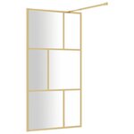 vidaXL Paroi de douche avec verre ESG transparent doré 100x195 cm