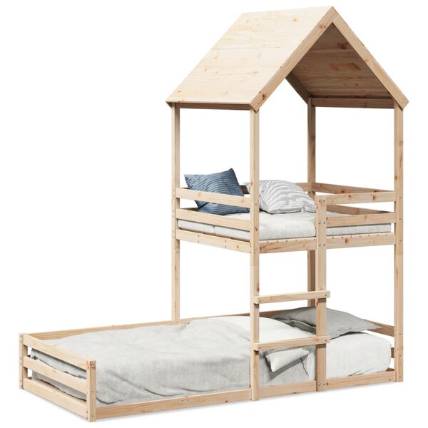 vidaXL Lit superposé avec toit 80x200 cm bois de pin massif