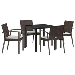 vidaXL Ensemble de salle à manger pour jardin 5 Pièces Marron Poly rotin