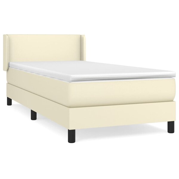 vidaXL Sommier à lattes de lit avec matelas Crème 100x200cm Similicuir