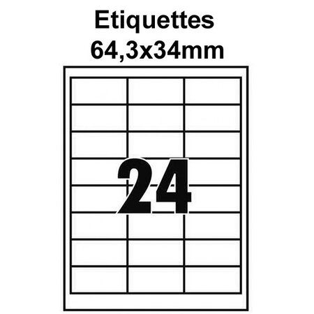 Étiquettes adhésives  64 3x34mm  (240 étiquettes) - blanc - 10 feuilles -t3azur
