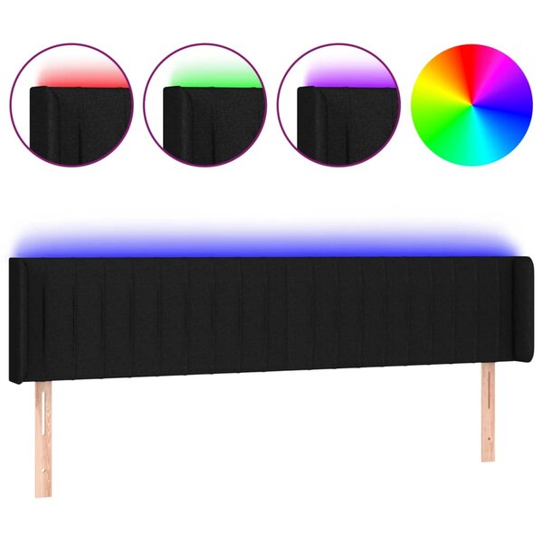 vidaXL Tête de lit à LED Noir 163x16x78/88 cm Tissu