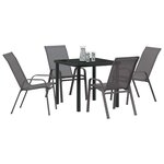 vidaXL Ensemble de salle à manger pour jardin 5 Pièces Gris et Noir
