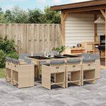 vidaXL Ensemble à manger de jardin et coussins 11 Pièces mélange beige