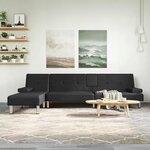 vidaXL Canapé-lit en forme de L noir 255x140x70 cm similicuir