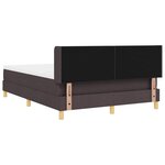 vidaXL Lit à ressorts Marron foncé et Blanc 160 x 200 cm tissu