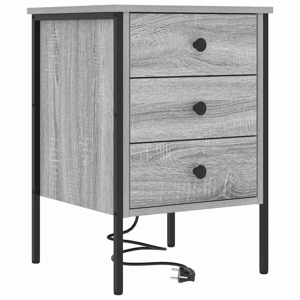 vidaXL Cabinet de chevet Gris Sonoma 42 x 41 x 61 cm Bois d'ingénierie