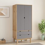 vidaXL Garde-robe OTTA Marron et gris 76 5x53x172 cm Bois massif pin