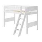 Flexa WHITE Lit sureleve avec echelle inclinee 90 x 200 cm Barriere de securite classique Blanc