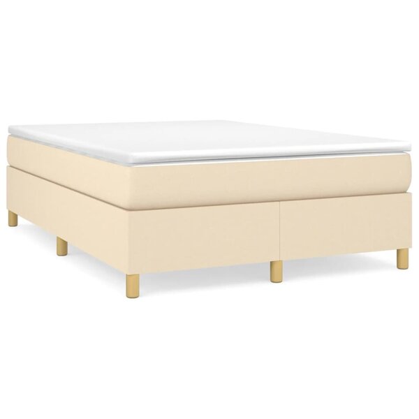 vidaXL Sommier à lattes de lit avec matelas Crème 140x190 cm Tissu